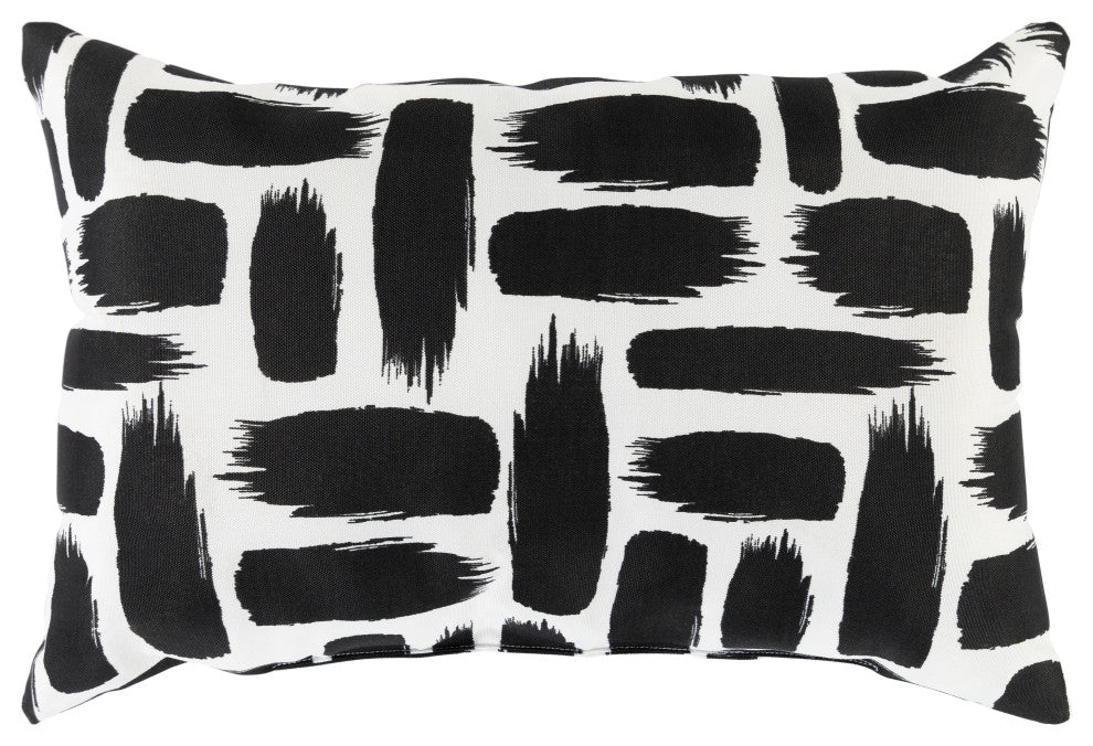 Surya Stroke SRK-003 16"x16" Pillow Cover, Black/White