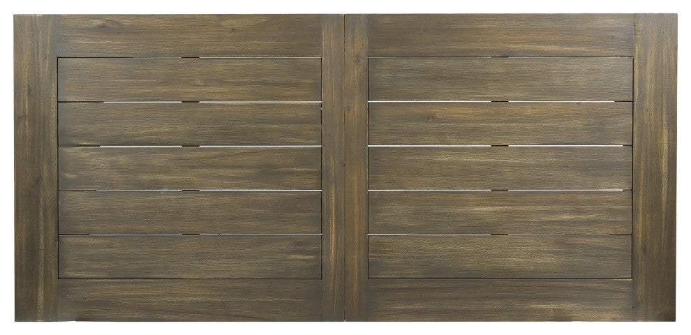 GDF Studio Mika Outdoor Finish Acacia Wood Dining Table With Metal Legs, Gray/Rustic Metal