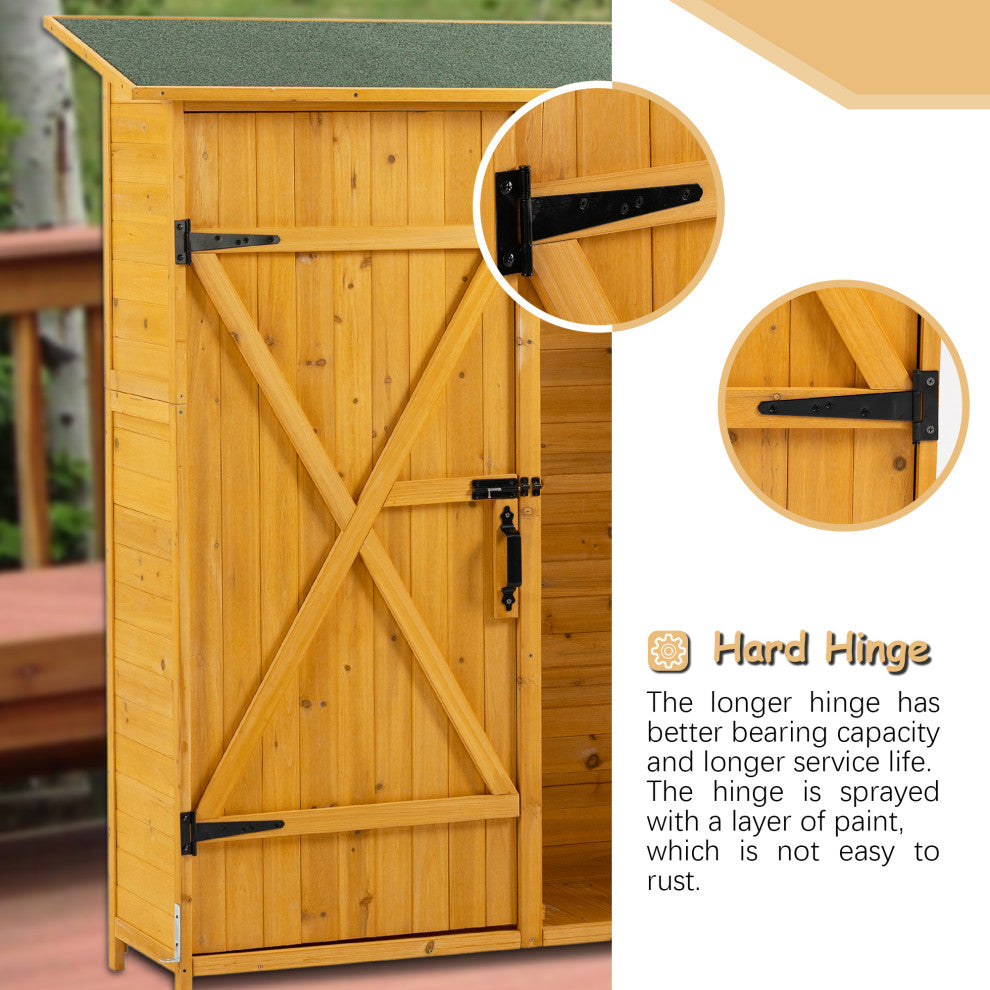 Outdoor Storage Shed With Lockable Door, Natural