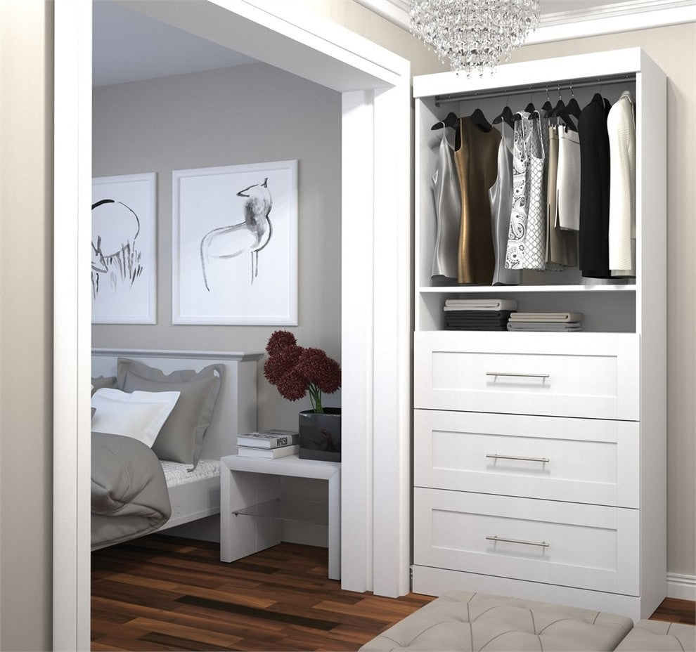 Bestar Pur By Bestar 36 Storage Unit With 3-Drawer Set, White