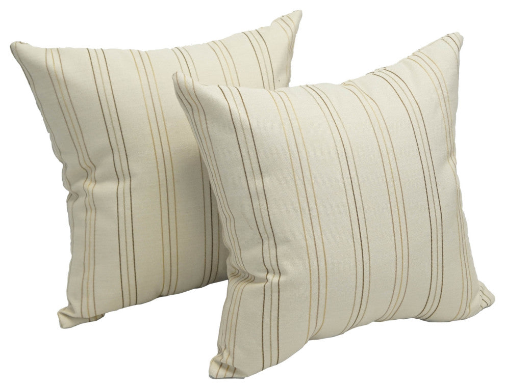 17" Jacquard Throw Pillows With Inserts, Set of 2, Summer Pinstripe