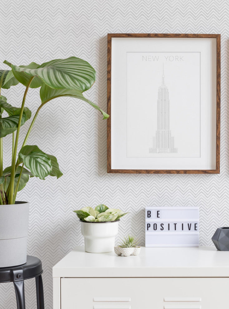 Watercolor Chevron Peel and Stick Vinyl Wallpaper, Grey, 24"w X 60"h