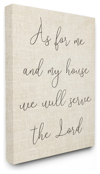 My House Will Serve The Lord Script Typography Canvas Wall Art, 24"x30"