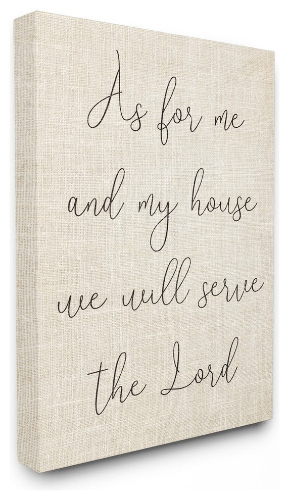 My House Will Serve The Lord Script Typography Canvas Wall Art, 24"x30"