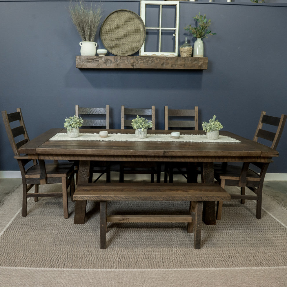 Montana Dining Table, Reclaimed Barnwood, Provincial, 48x90, 2 Breadboard Exts