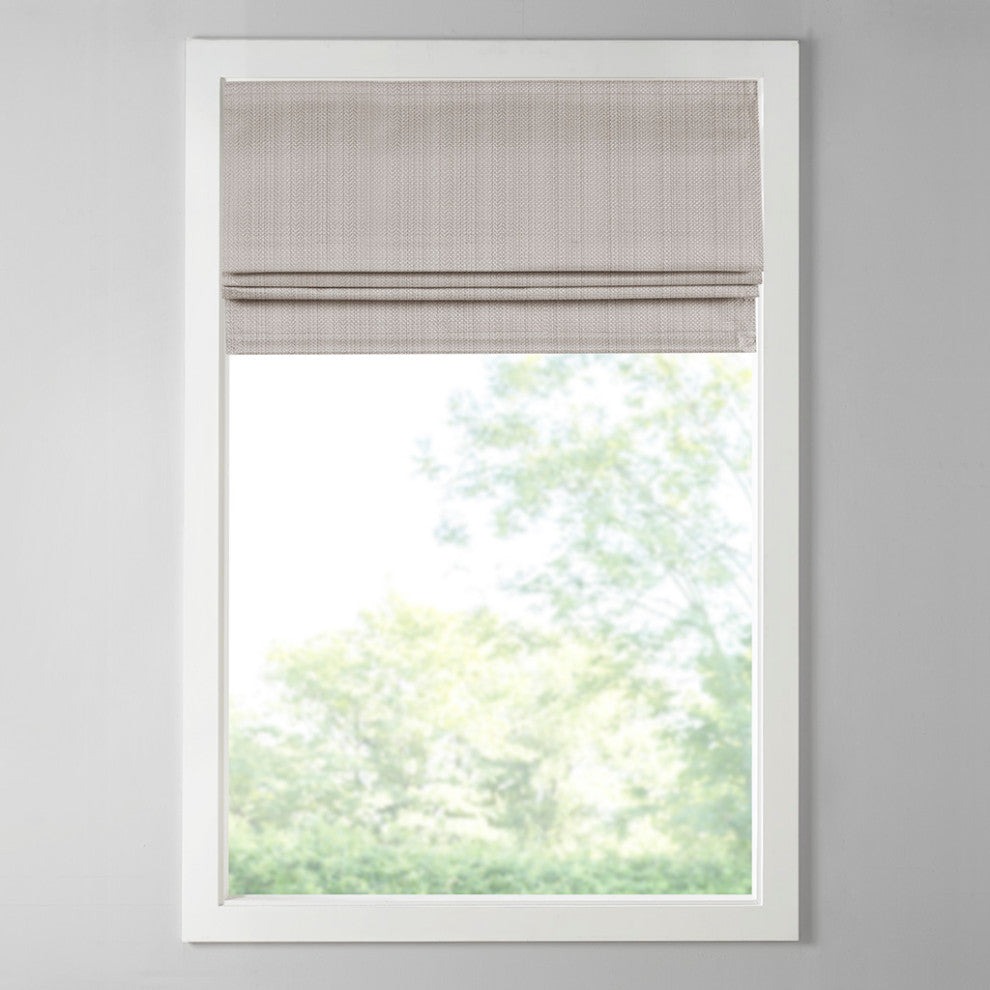 Madison Park Galen Basketweave Roman Shade, Taupe, 27"