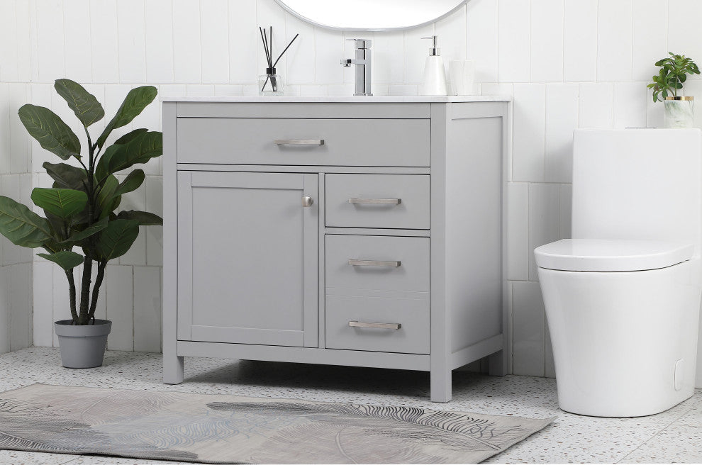 36" Single Bathroom Vanity, Grey