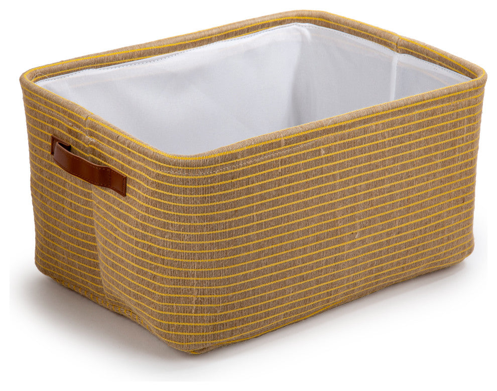Striped Organizational Storage Basket, 3-Piece Set, Yellow