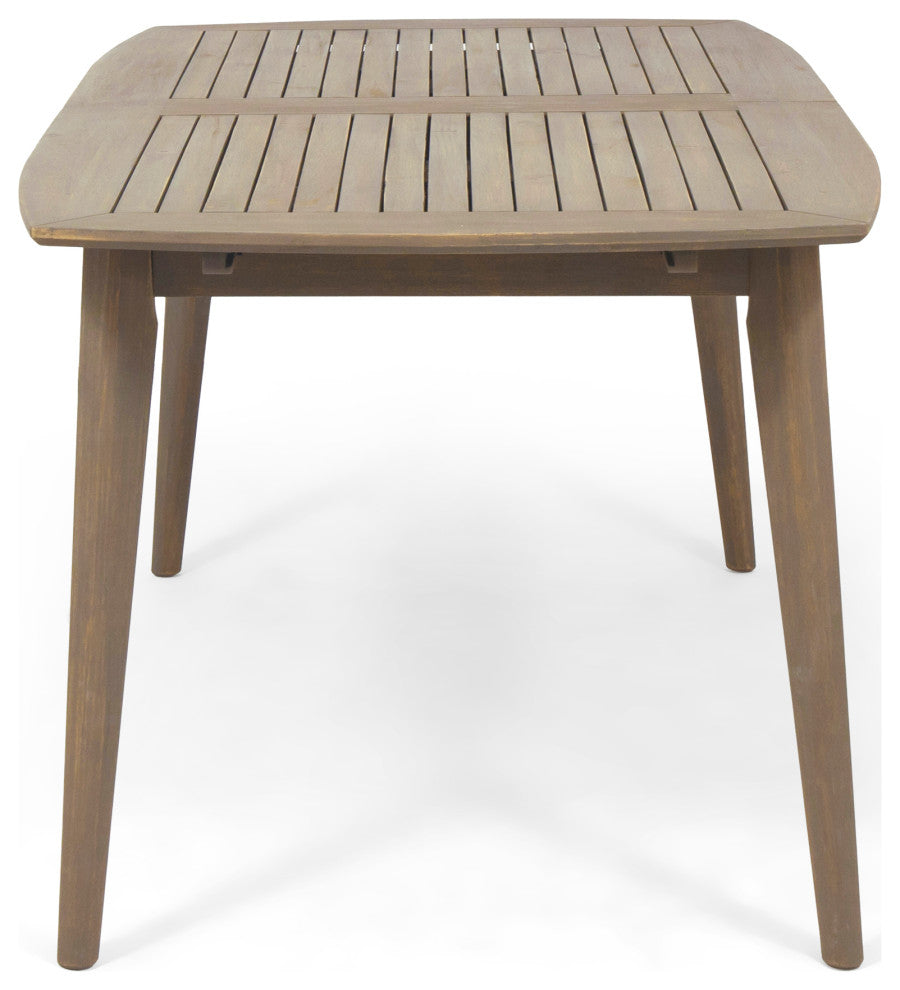 Mildred Outdoor Acacia Wood Expandable 8 Seater Dining Set, Gray