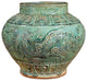 Speckled Green Carved Dragon Open Top Jar