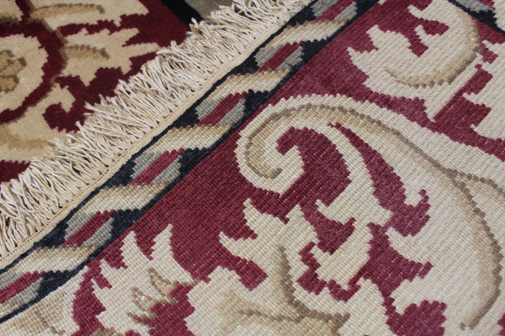 Renaissance Hand-Knotted Rug, Beige/Burgundy