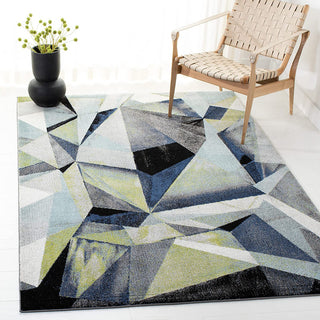 Contemporary Machine-Woven Abstract Rug with Easy-Care, Non-Shedding Design, Grey/Blue, 8'x10'
