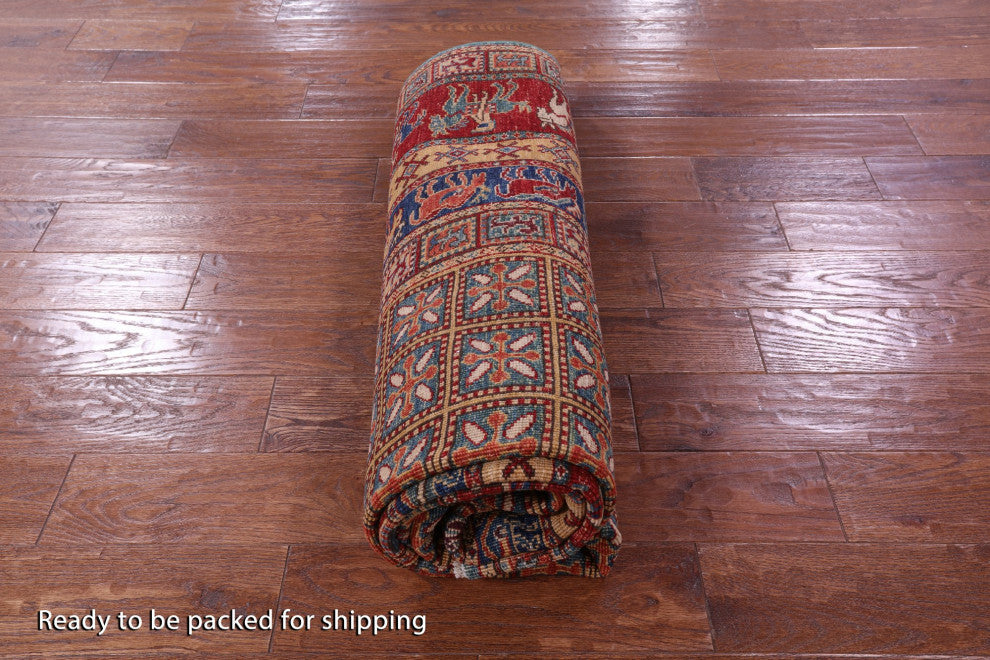 Handmade Antiqued Pazyryk Historical Design Wool Rug 5' 10" X 8' 8" Q10708