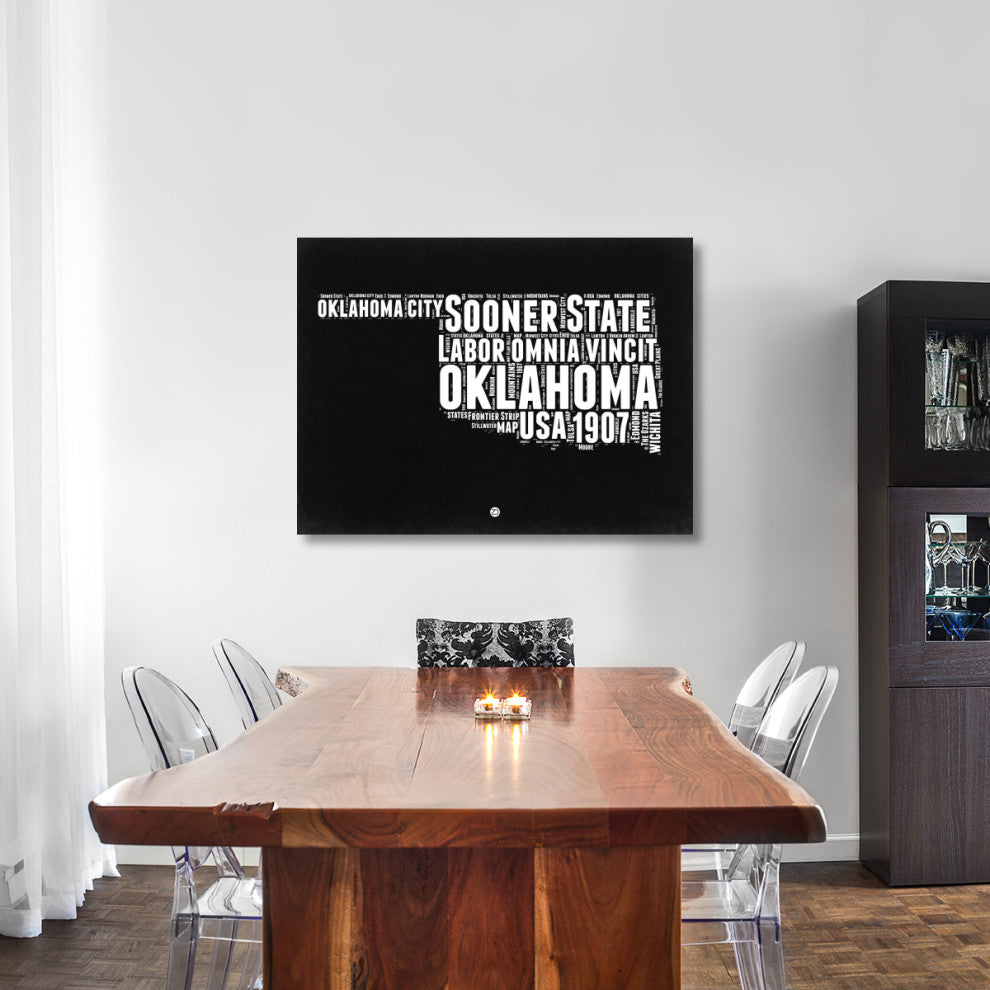 "Oklahoma Black and White Map" Fine Art Print