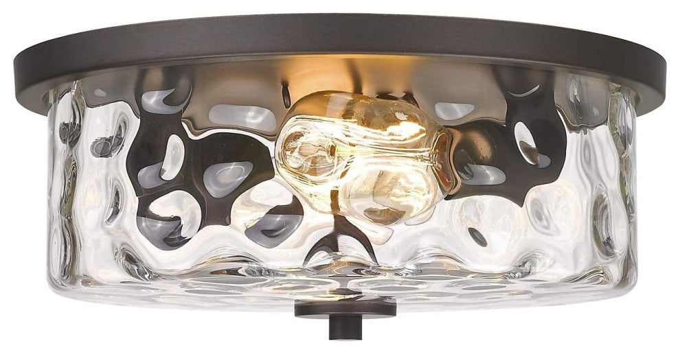 2 Light Flush Mount, Industrial Glass Ceiling Light Fixture