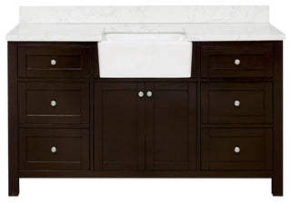 Yorkshire 60" Bathroom Vanity, Chocolate, Engineered Marble, Single