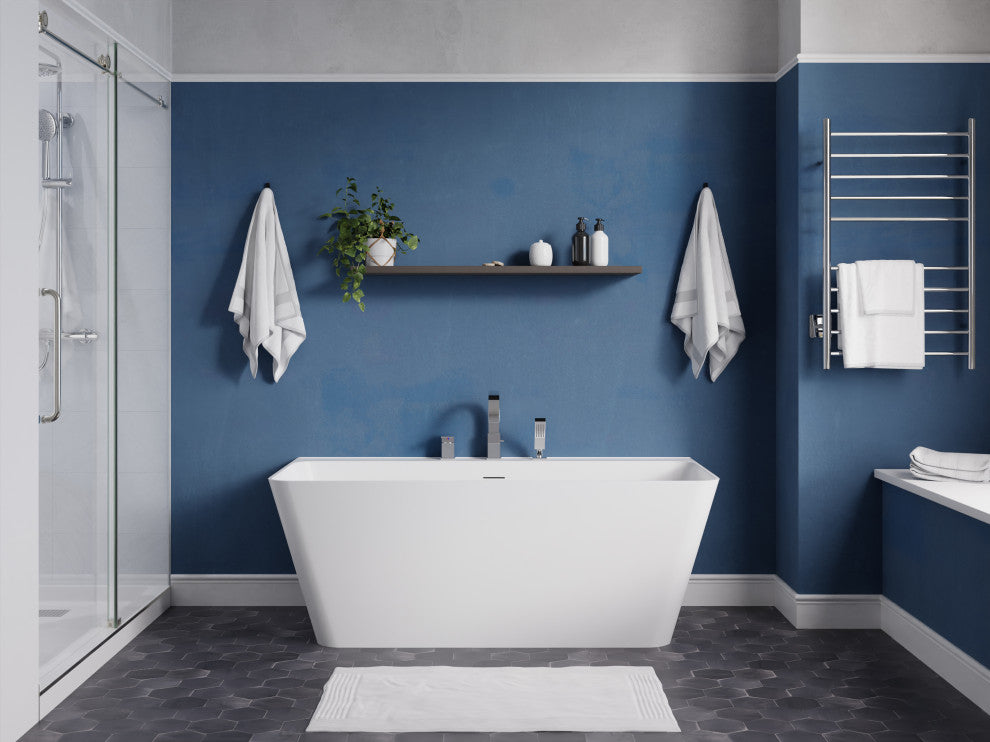 VAULT 59 in. Acrylic Flatbottom Freestanding Bathtub, White