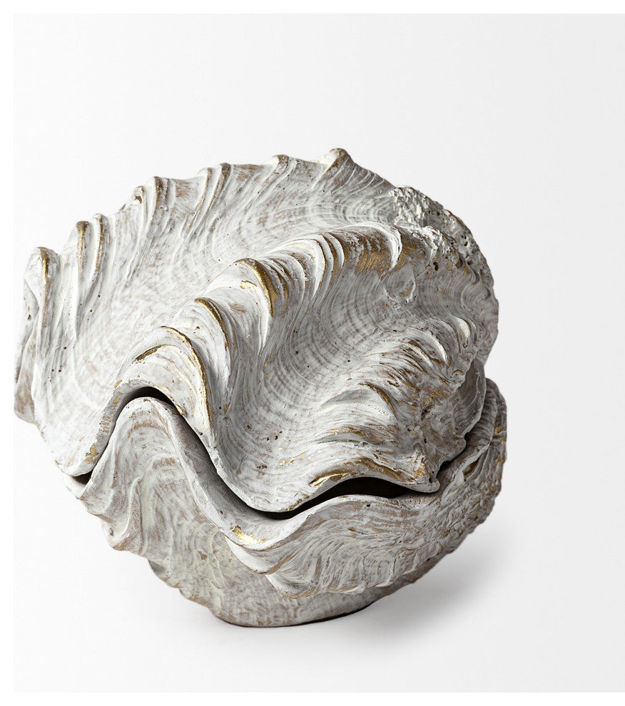 Petite 3D Whitewash Seashell Sculptural Box