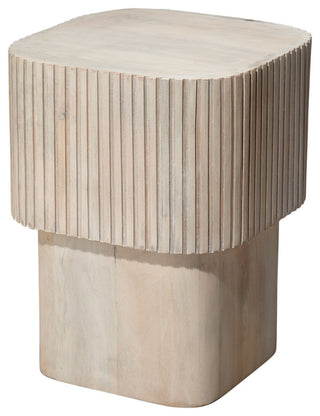 Notch Mango Wood Square Table, White Bleach