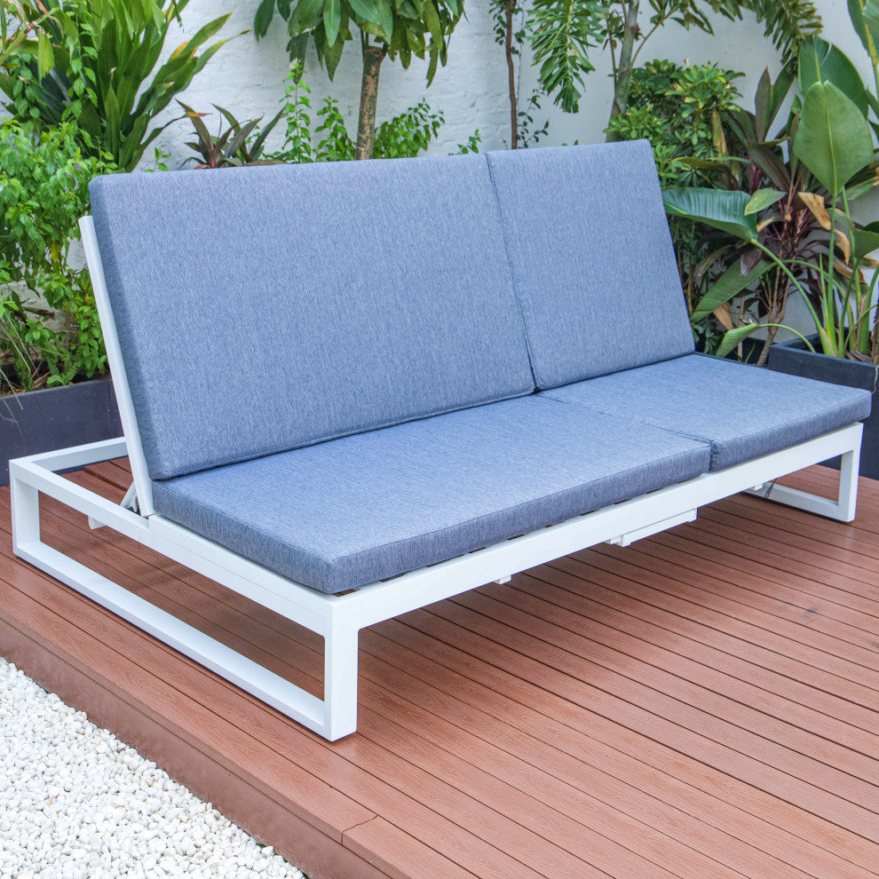 LeisureMod CLW-82BU Chelsea Convertible Lounge Reclining Double Chaise Cushions