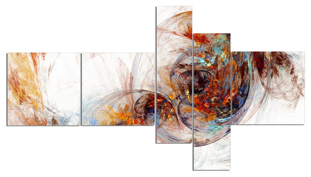 Colored Smoke Brown, Abstract Canvas art print, 60"x32", 5 panels
