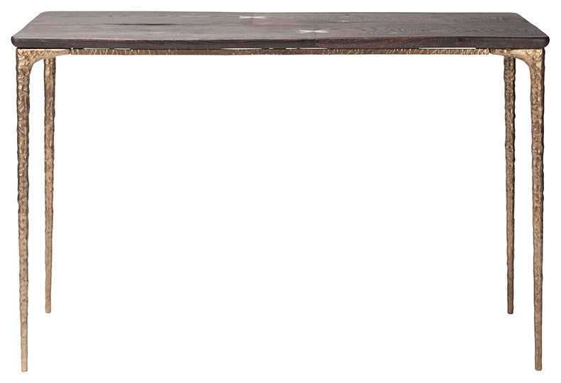 Kulu Seared Oak Console Table, Bronze