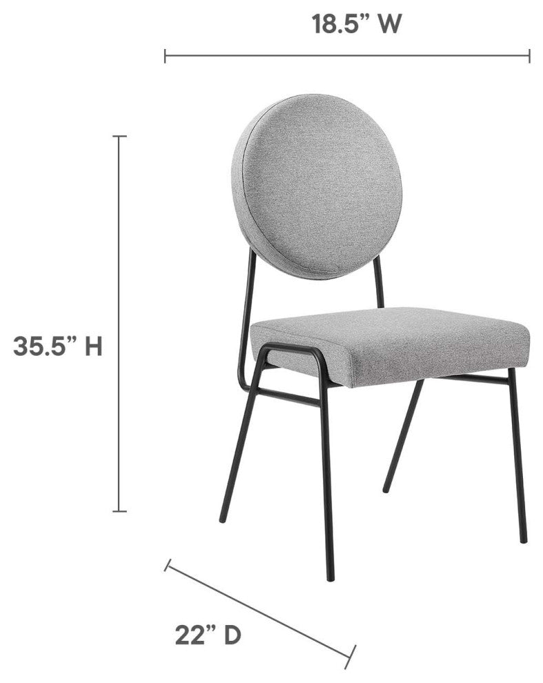 Craft Upholstered Fabric Dining Side Chairs, Set of 2, Black Light Gray