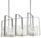 Arc Linear Pendant, Vintage Platinum, White Swirl Glass