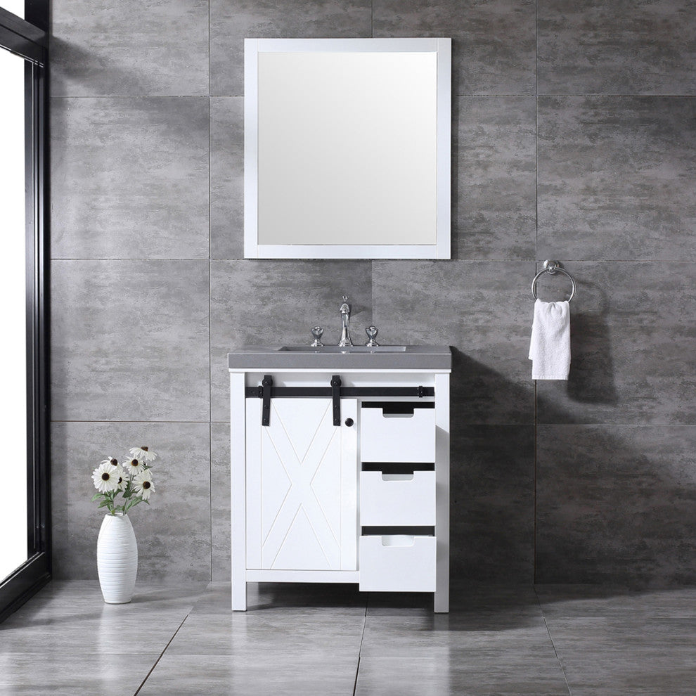 Marsyas Transitional White 30" Single Sink Vanity Set