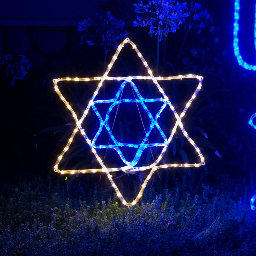 Hanukkah Decoration with Blue and White LED Lights, Star of David