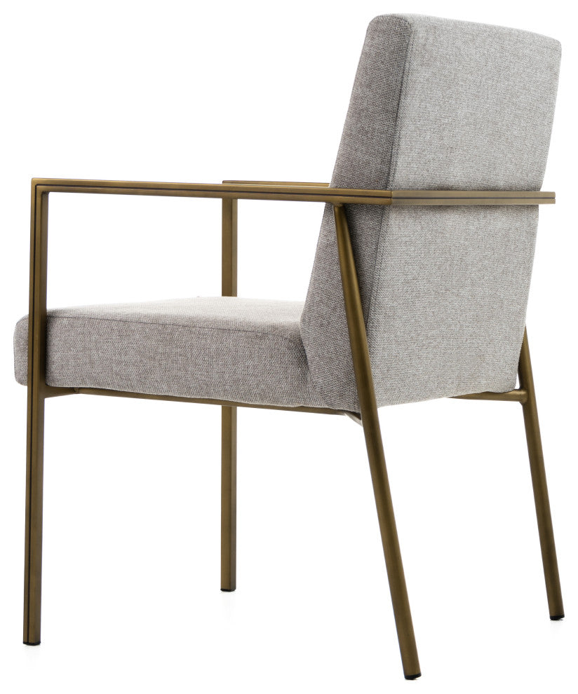 Modrest Burnham Modern Light Grey and Brass Arm Dining Chair