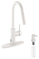 Touchless Pull Down Single Handle Kitchen Faucet With LED Function, Matte White