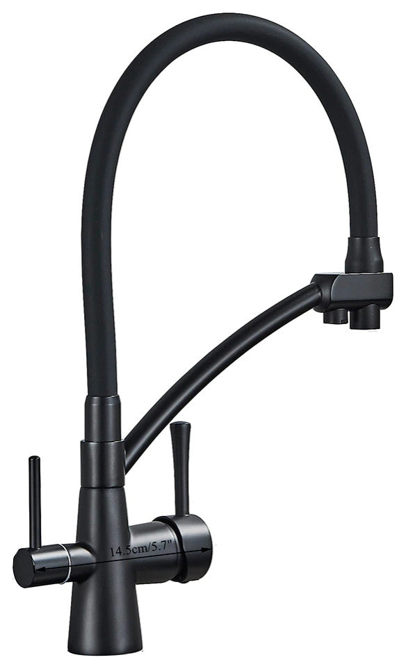 Solid Brass Matte Black Kitchen Faucet With Filtered Water Tap