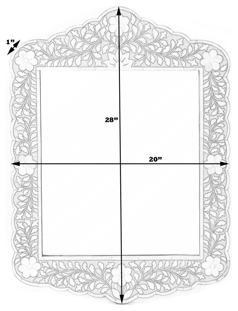 Vivienne 20" W x 28" H Bone Inlay Vertical Accent Wall Mirror