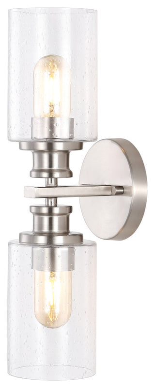 Jules Edison 16.5" Cylinder 2-Light Seeded Glass LED Vanity, Nickel
