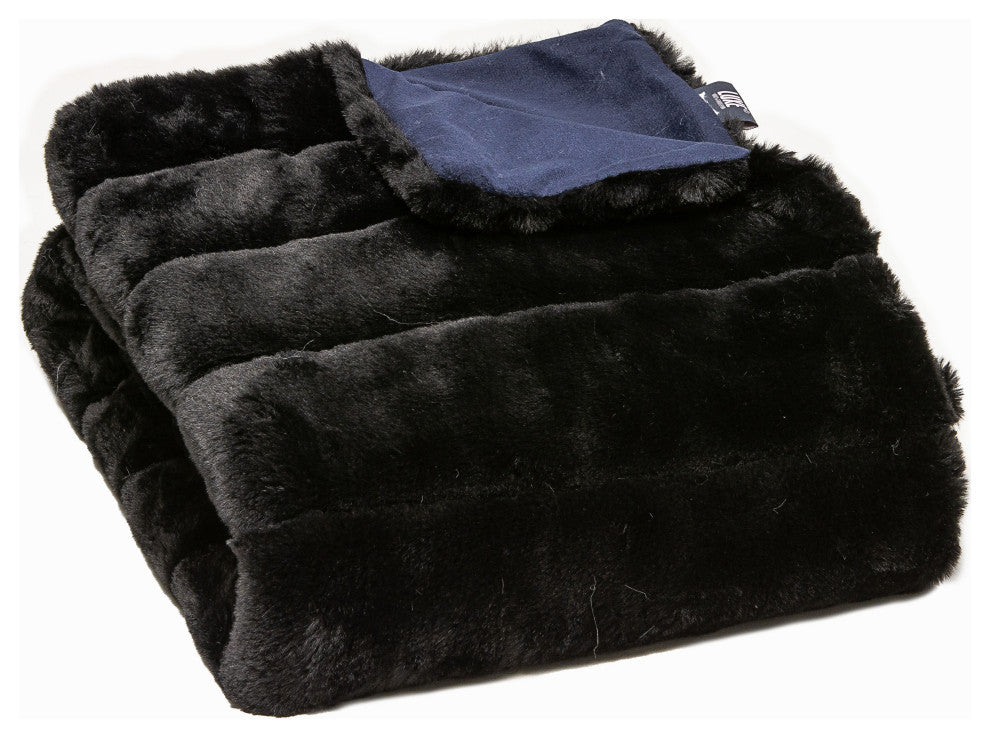 Limited Faux Fur Throw 50"x60", Black Jacquard