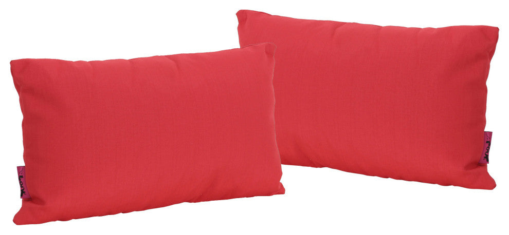 GDF Studio Coronado Outdoor Water Resistant Rectangular Throw Pillow, Red, Set o