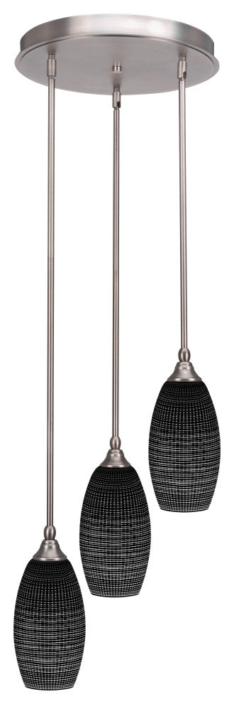 Empire 3-Light Cluster Pendalier, Brushed Nickel/Black Matrix