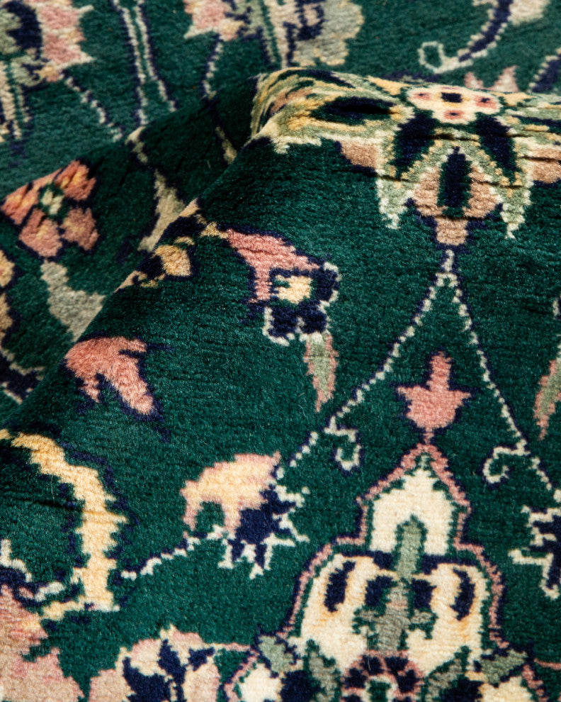 Mogul, One-of-a-Kind Handmade Area Rug Green, 2' 6 x 12' 7