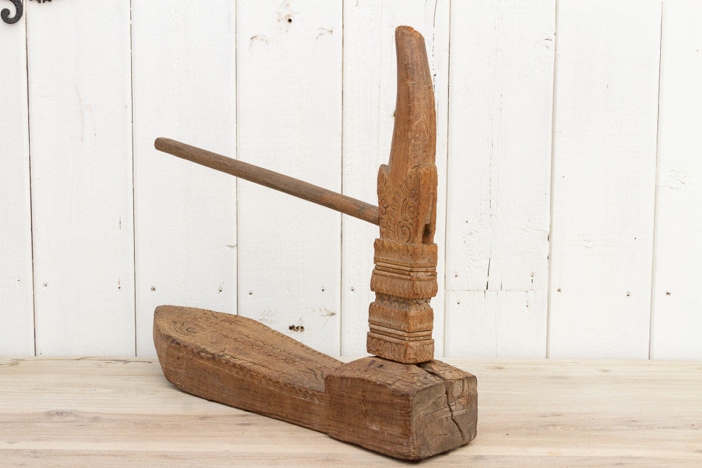 Rare Antique Carved Spinning Wheel