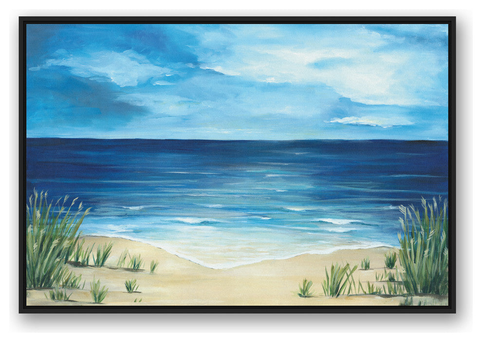 Peaceful Beach Scene 32x48 Black Floating Framed Canvas