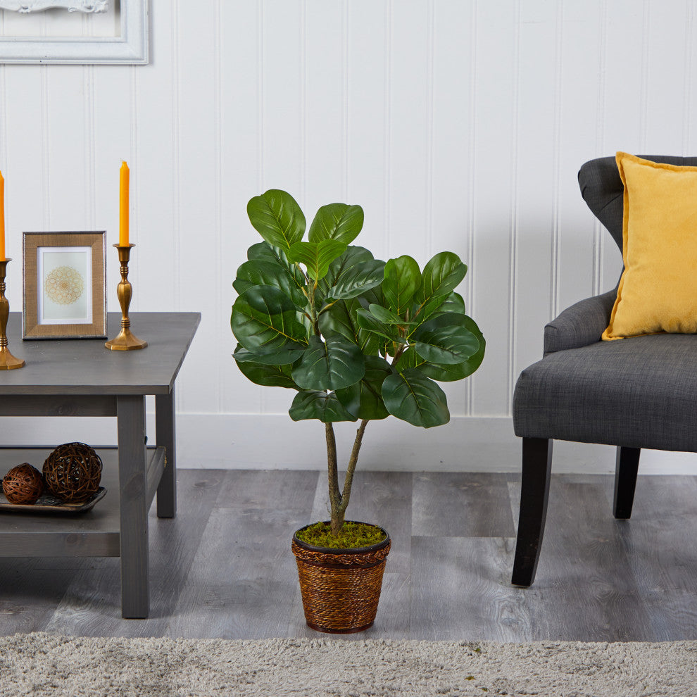 33" Fiddle Leaf Fig Artificial Tree, Basket