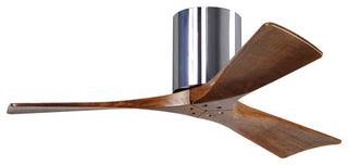 Irene-3 52" Hugger Ceiling Fan, Brushed Nickel With Walnut Blades