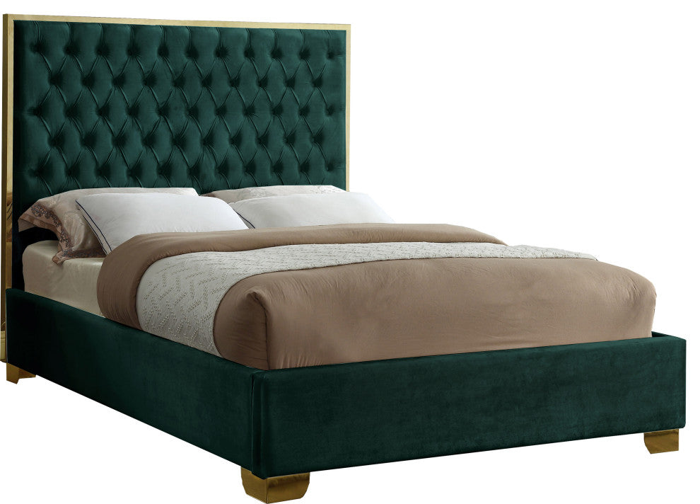 Lana Velvet Bed, Green, Full
