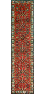Fine Vintage Distressed Will Red/Beige Runner, 3'4x14'3