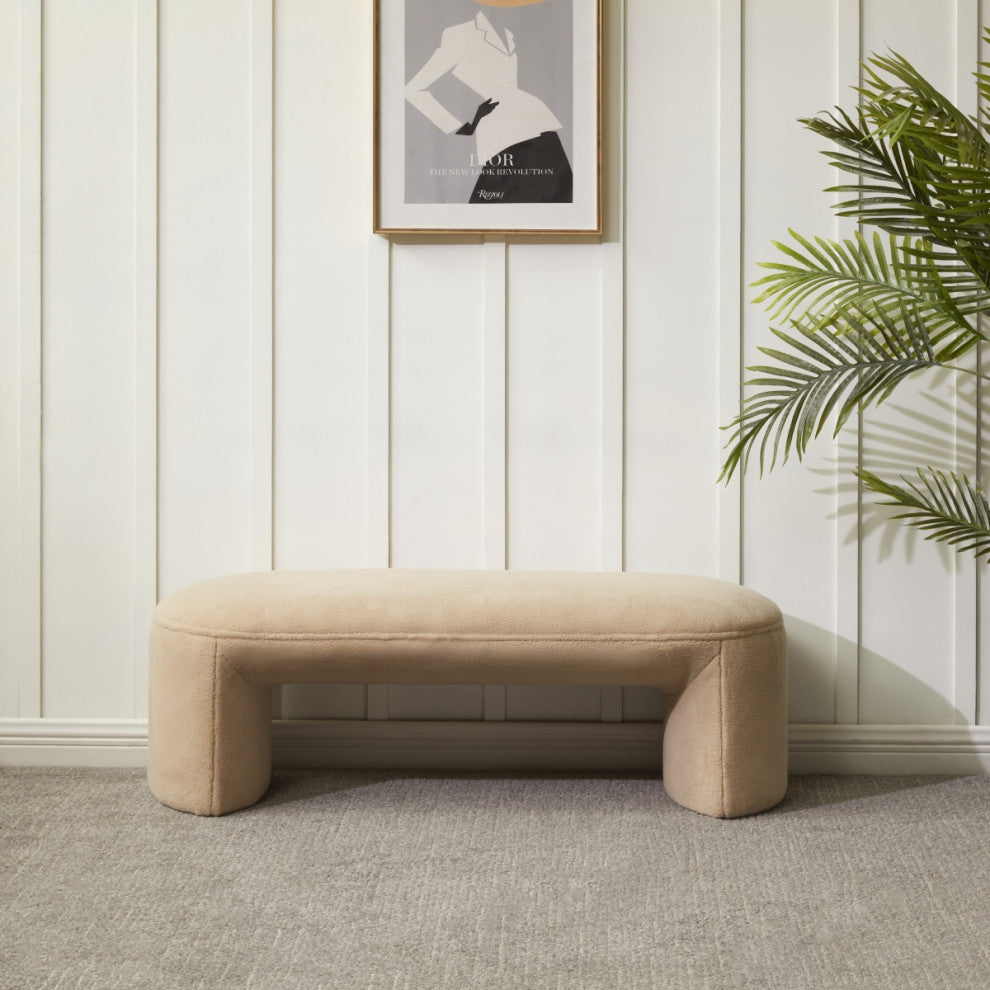 Safavieh Couture Vivie Faux Shearling Bench, Tan
