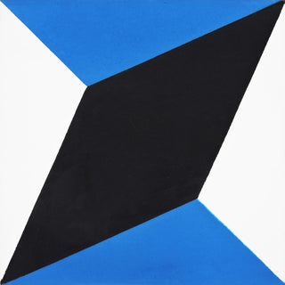 8"x8" Diamond Handmade Cement Tile, Black/Blue, Set of 12