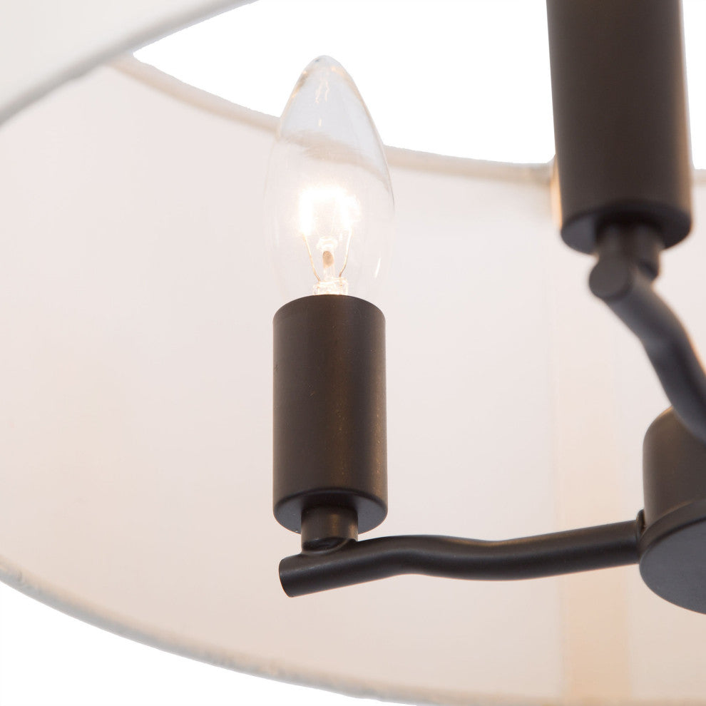 LNC 4-Light Matte Finish Modern Fabric Shade Chandelier, Black
