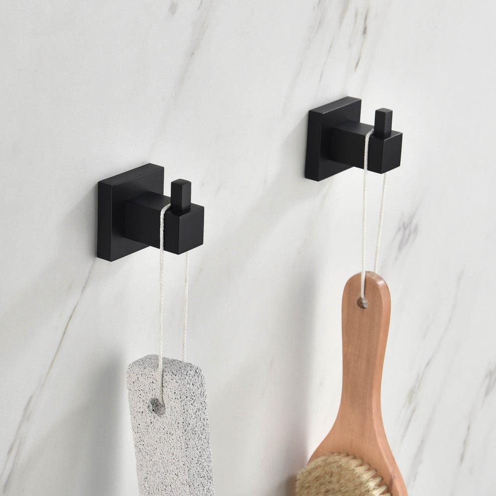 Cube 4-Piece Bathroom Hardware Set, Matte Black