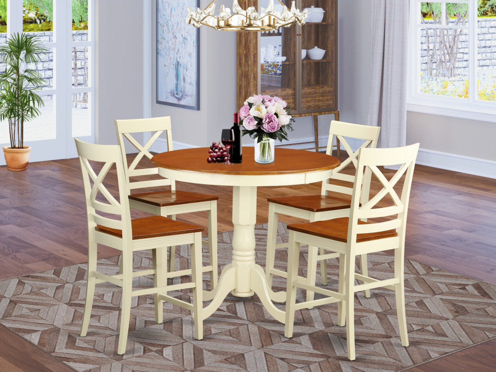 5 Pc Counter Height Dining Room Set -Pub Table And 4 Counter Height Chairs